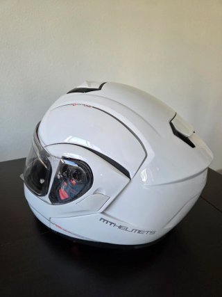 Casco de moto modular blanco