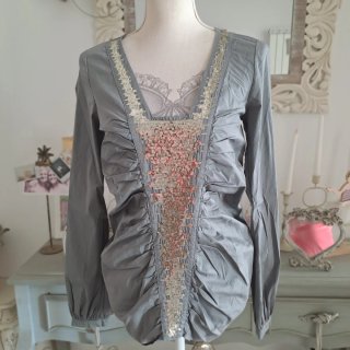 Manila Grace Blusa verde salvia tendente al grigio