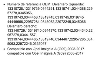 Amortiguadores Delanteros Opel Insignia A 08/17