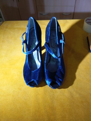 Zapatos de Tacón Replay Terciopelo Azul Talla 38