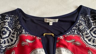 Vestido Estampado Azul y Rojo