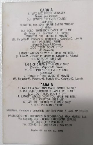 MAX MIX CRECS VOL. 2 CASSETTE PROMO PERET CASTELLS
