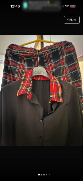 L camicia e gonna a quadri dalla 44 alla 52