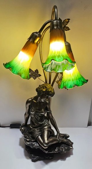 Lámpara Art Deco/Nouveau Mujer y Flores