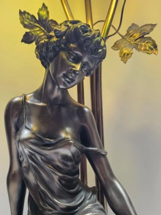 Lámpara Art Deco/Nouveau Mujer y Flores