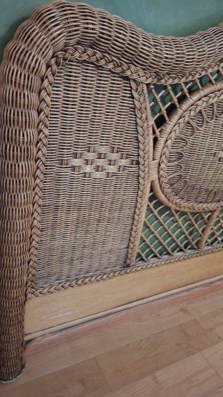 Cabecero de Madera y Mimbre para Cama 150cm
