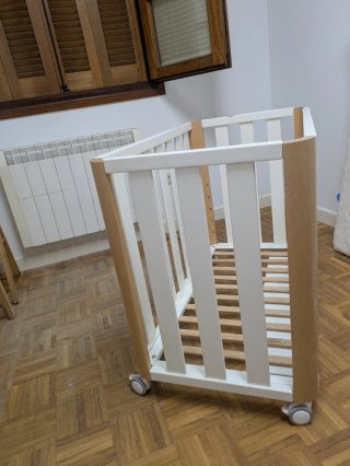 Cuna Colecho Ajustable Blanca y Madera