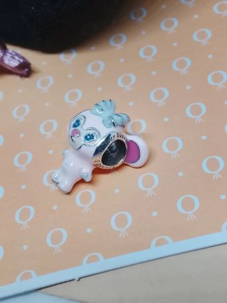 Charm Pandora Gatita Rosa y Plateado