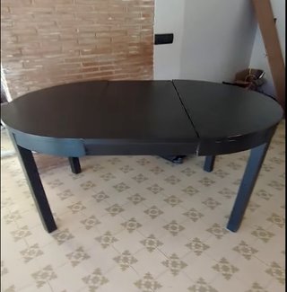 Mesa rotunda extensible negra 115x166cm
