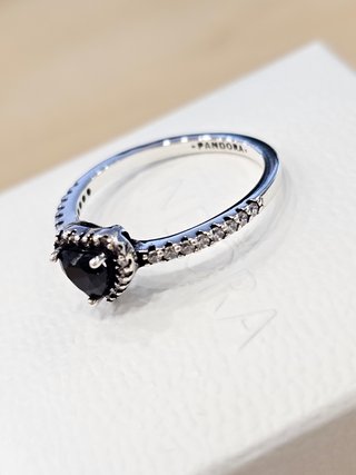Anillo Pandora Corazón Negro Talla 58+caja