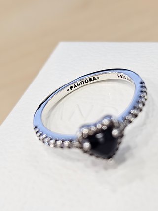 Anillo Pandora Corazón Negro Talla 58+caja