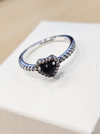 Anillo Pandora Corazón Negro Talla 58+caja