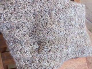 Chal/Toquilla Crochet beige/marron con lana mohair
