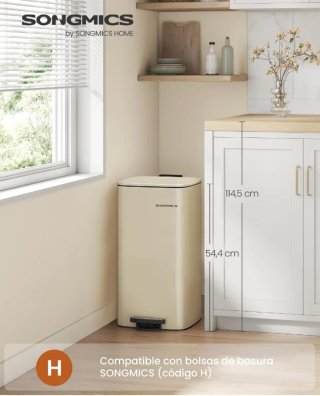 SONGMICS Cubo de Basura de Cocina 30 L Acero