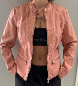 Chaqueta Biker Rino & Pelle Rosa Piel Sintética