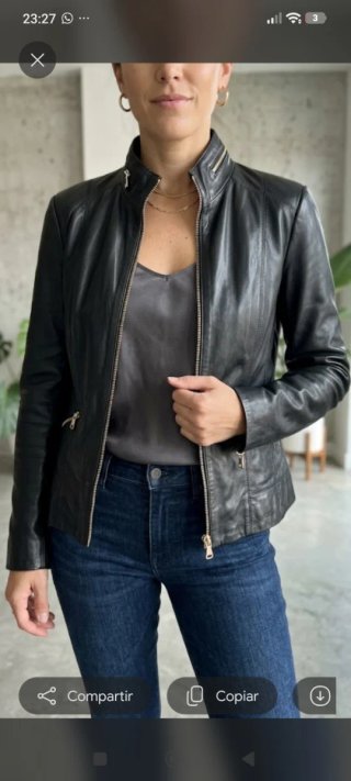 Chaqueta de Piel Massimo Dutti Negra