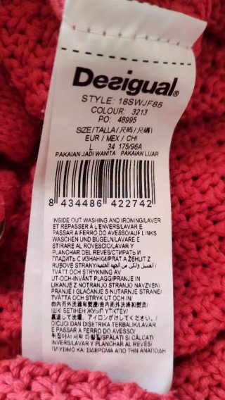 Jersey Desigual coral Talla L