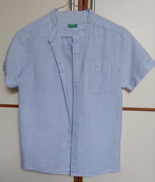 Camicia Benetton a righe mezza manica ragazzo