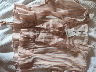 Blusa Zara Ruffle Listrada Tamanho M