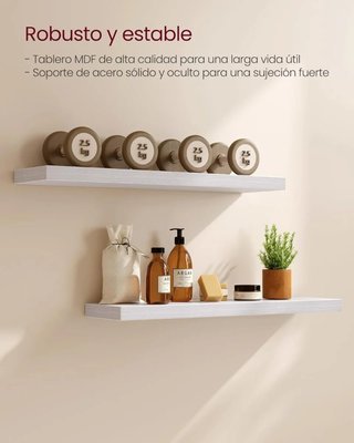Estante Flotante 80x20 cm Blanco VASAGLE LWS028W44