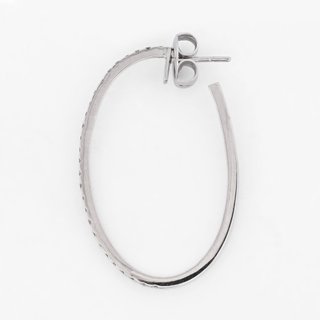 Pendientes Aro Ovalado Oro Blanco 18kt Diamantes