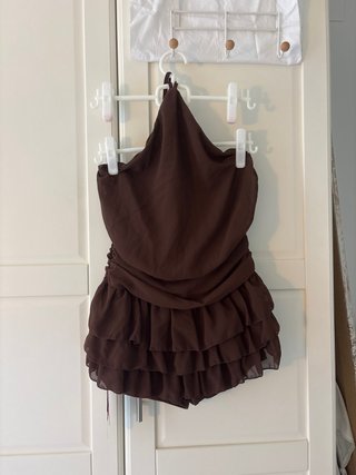 Mini vestido falda pantalón marrón, nuevo.