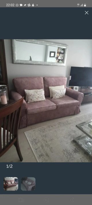 Sofá Cama de Tela Morado