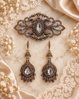 Conjunto de Pendientes y Broche