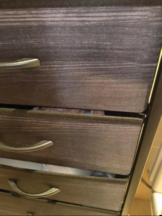 Cajonera tela negra y marrón. Mueble auxiliar