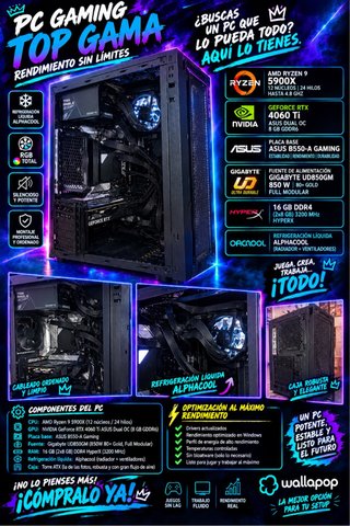 PCGaming Ryzen 9 5900X RTX 4060Ti precionegoniable