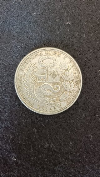 Moneda plata 5 Décimos un sol peruano año 1923