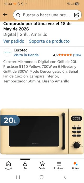 Microondas Cecotec ProClean 5110 Yellow