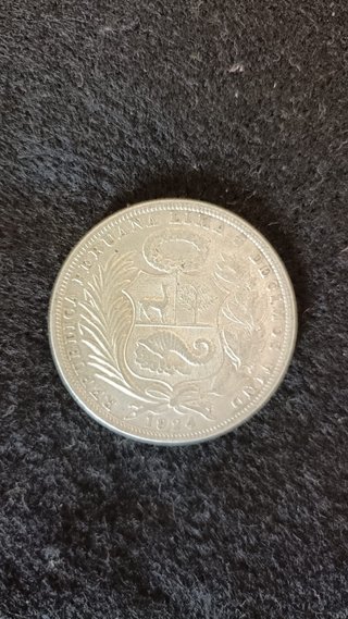 Moneda plata un sol peruano 5 decimos año 1924