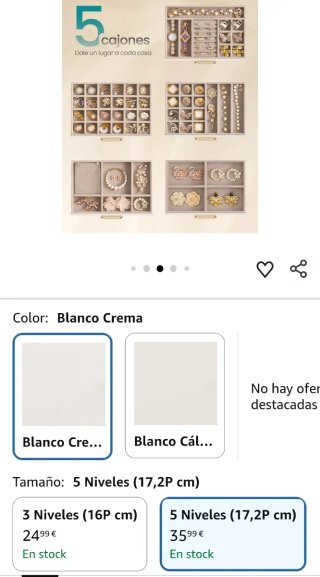 Songmics Organizador Joyero 5 Cajones Blanco