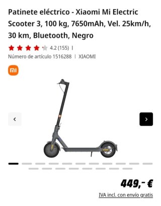 Patinete eléctrico. Xiaomi Mi Electric Scooter 3