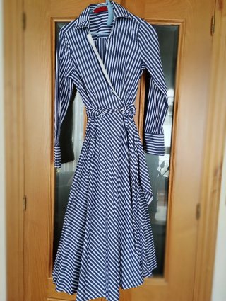 Vestido Carolina Herrera Rayas Azul/Blanco