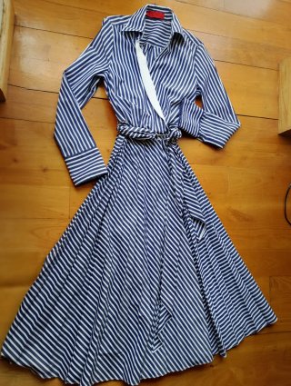 Vestido Carolina Herrera Rayas Azul/Blanco