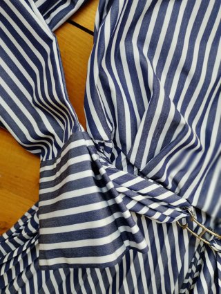 Vestido Carolina Herrera Rayas Azul/Blanco