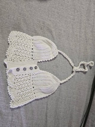 Top Blanco de Algodón Hecho a Mano