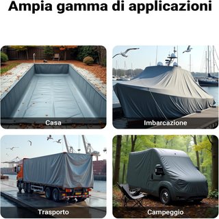 Telone occhiellato grigio 4 x 7 m resistente alle