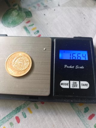 Moneda de Oro Mexicana 1919,20 pesos aztecas