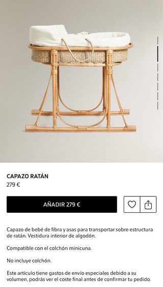 Moisés de Ratán Zara Home + colchón