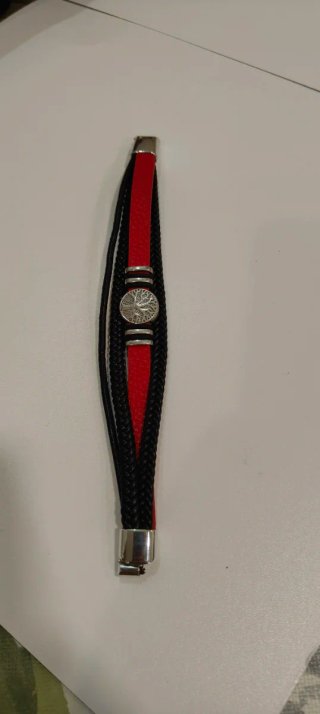 Pulsera de Cuero Negra y Roja