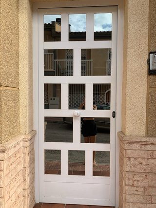 Puerta Metálica Blanca con Cristales