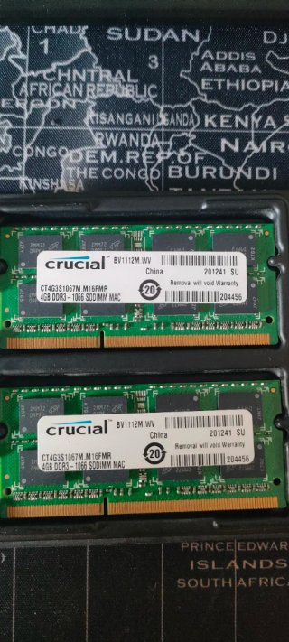 Pack 2x Crucial 4GB DDR3 1066MHz RAM