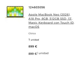 Apple MacBook Neo 2026 13 A18 Pro 8GB 512GB
