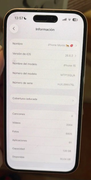 IPhone 15 como nuevo 128GB batería 88%