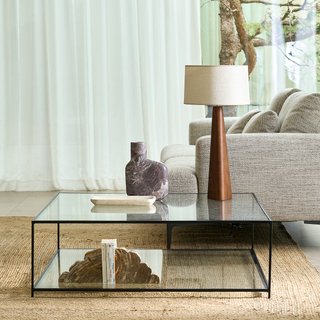 Mesa de Centro de Cristal y Metal Negro