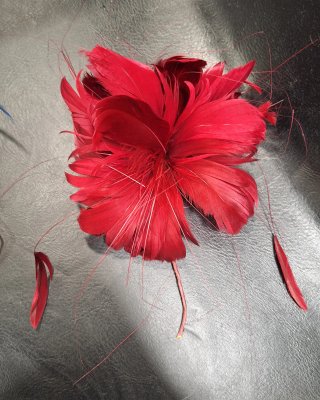 Tocado de plumas rojas