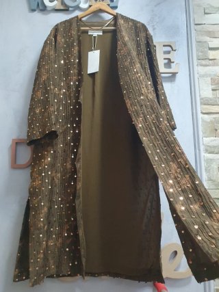 Kimono Largo Zara Verde Oliva con Lentejuelas